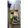 Image 2 : CRAFTSMAN WEED WHACKER, SUNJOE HEDGE TRIMMER AND PROPULSE CORDLESS DRILL WITH 2 BATTERIES