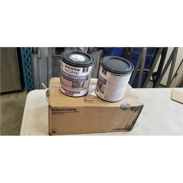 4 CANS RUST-OLEUM HOME FLOOR COATING (3 SEMI GLOSS CLEAR, 1 BLACK)