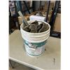 Image 1 : BUCKET OF VARIOUS CLAMPS AND A UTILITY BELT
