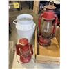 Image 1 : 2 LANTERNS AND VINTAGE MILK BUCKET