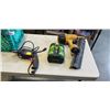 Image 1 : MILK CRATE WITH GREATNECK 3/8" VARIABLE SPEED DRILL, DEWALT STAPLER, EGO 56V LITHIUM-ION BATTERY. AL