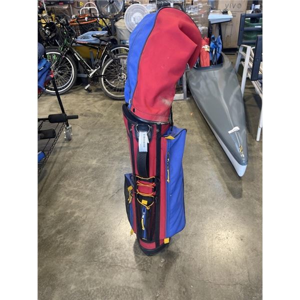 ASSORTED VINTAGE GOLF CLUBS IN YOUTH BAG