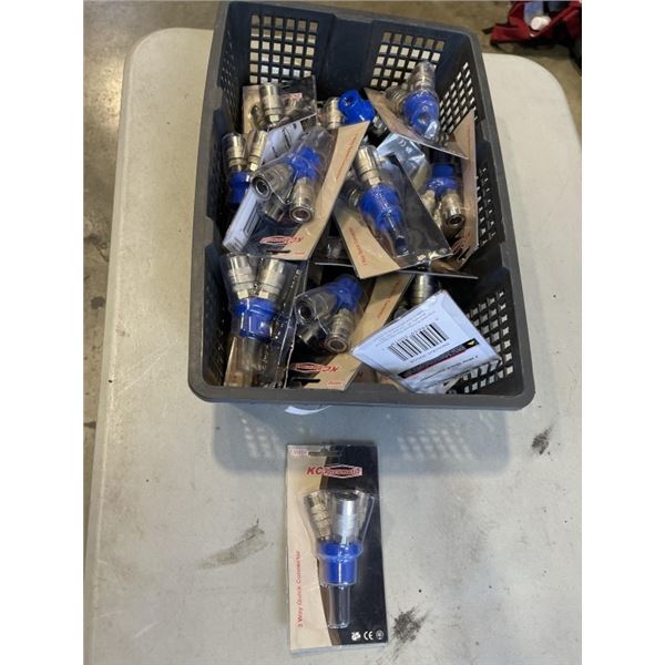 LARGE LOT OF NEW 3 WAY AIR TOOL QUICK CONNECTORS