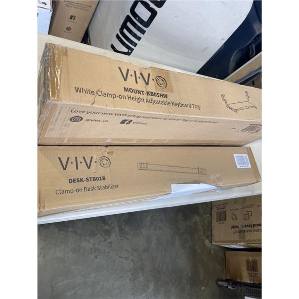 VIVO CLAMP ON DESK STABLIZER AND VIVO WHITE CLAMP ON ADJUSTIBLE KEYBOARD TRAY
