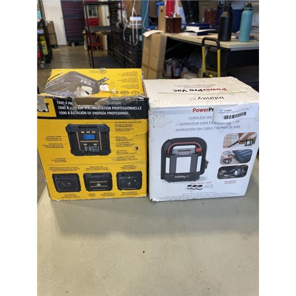 POWER PRO CORDLESS VAC AND PUMP, AND CAT POWER BOXC, BOTH UNTESTED