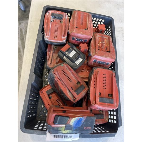 TRAY OF HILTI POWER TOOL BATTERIES, ALL DEAD BATTERIES, DONT HOLD CHARGE