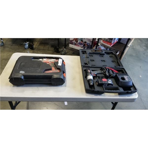 2 BATTERY DRILLS. BLACK & DECKER 18V WITH 2 BATTERIES AND CRAFTSMAN 18V WITH ONE BATTERY. BOTH HAVE 