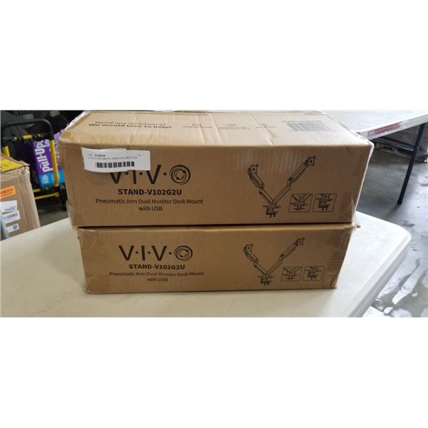 2 VIVO PNEUMATIC ARM DUAL MONITOR DESK MOUNT WITH USB MOUNTS