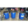 Image 1 : 3 SMALL FOOD GRADE BLUE BARRELS WITH LIDS