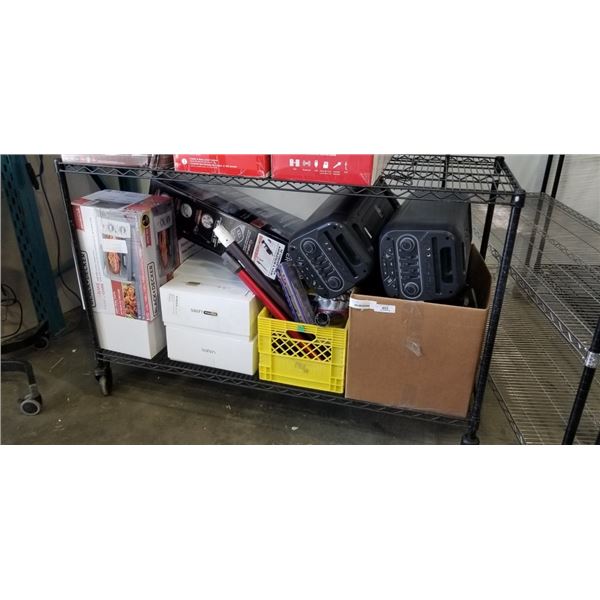 SHELF OF DEFECTIVE SOTRE RETURNS, INLCUDING VACUUMS