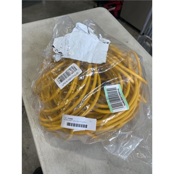 AS NEW 200FT YELLOW LIFE SUPPLY HEAVY DUTY INDOOR OUTDOOR LIGHTED 3 WIURE GROUNDER EXTENSION CORD, 1