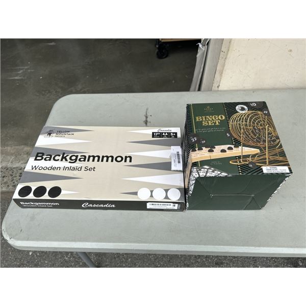 BINGO WHEEL AND HARD CASE BACKGAMMON SET