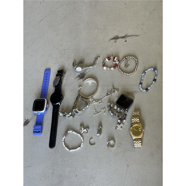BAG OF JEWELLERY AND SMART WATCHES