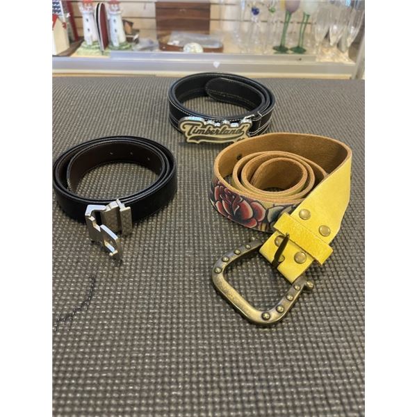 ED HARDY, TIMBERLAND AND G'A' LEATHER BELTS, AUTHENTIC