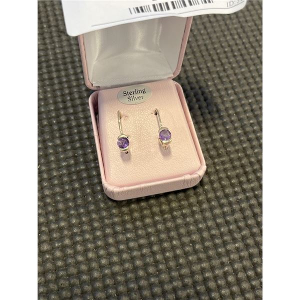 STERLING SILVER NATURAL AMETHYST (0.90CT) LEVER BACK EARRINGS, W/A $300.00. AMETHYST IS THE BIRTHSTO