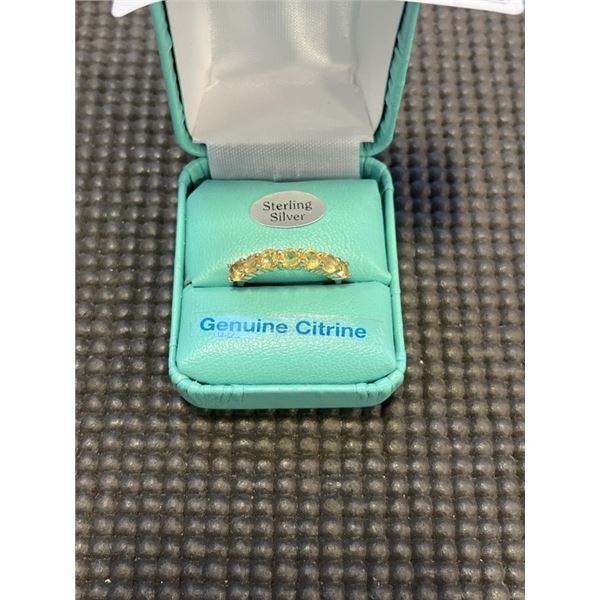 STERLING SILVER NATURAL CITRINE (1.70CT) RING, SIZE 9, W/A $350.00. CITRINE IS THE BIRTHSTONE FOR NO