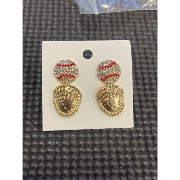 2 SETS OF NEW DYNAMIC BASEBALL THEMED EARRINGS