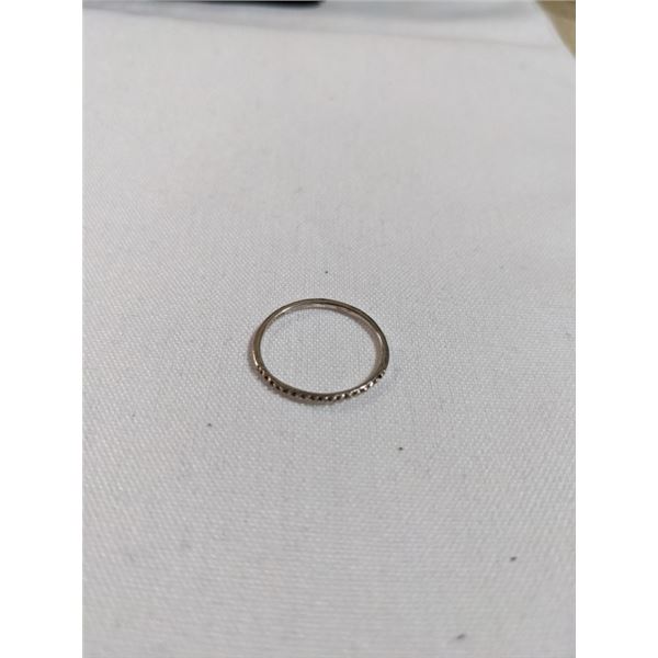 TASHI 925 STERLING SILVER RING BAND SET W/ TINY GENUINE DIAMONDS
