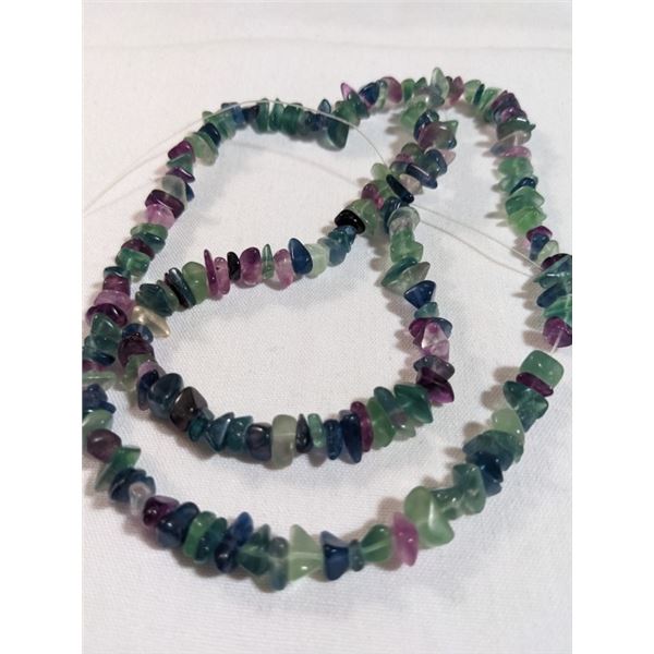 STRAND OF NATURAL PINK AND GREEN TOURMALINE STONES