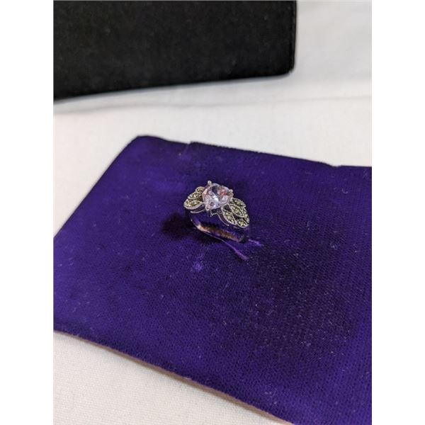 SILVER W/ AMETHYST AND MAKASITE STONES RING
