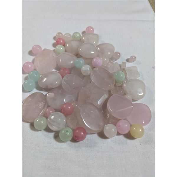 BAG OF ROSE QUARTZ STONE BEADS
