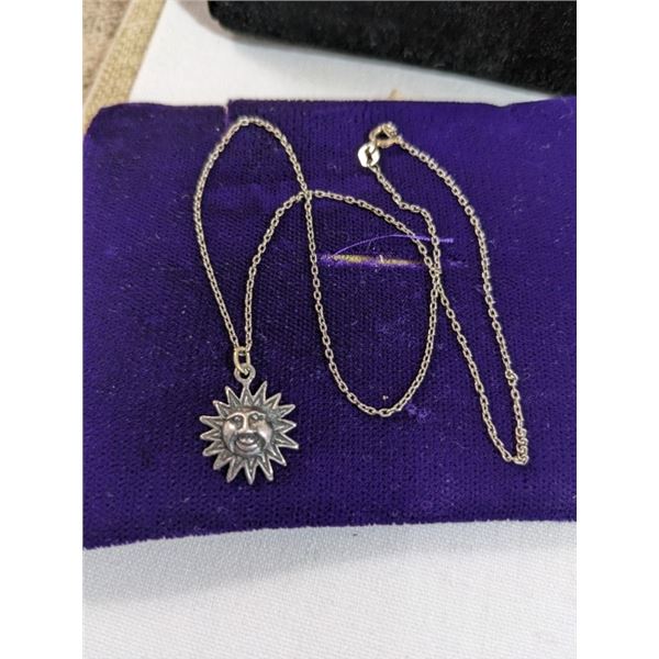 925 STERLING SILVER W/ CHAIN SUN PENDANT NECKLACE