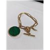 Image 2 : GOLD TONE W/ MALACHITE STONE PENDANT LINKS BRACELET