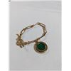 Image 3 : GOLD TONE W/ MALACHITE STONE PENDANT LINKS BRACELET
