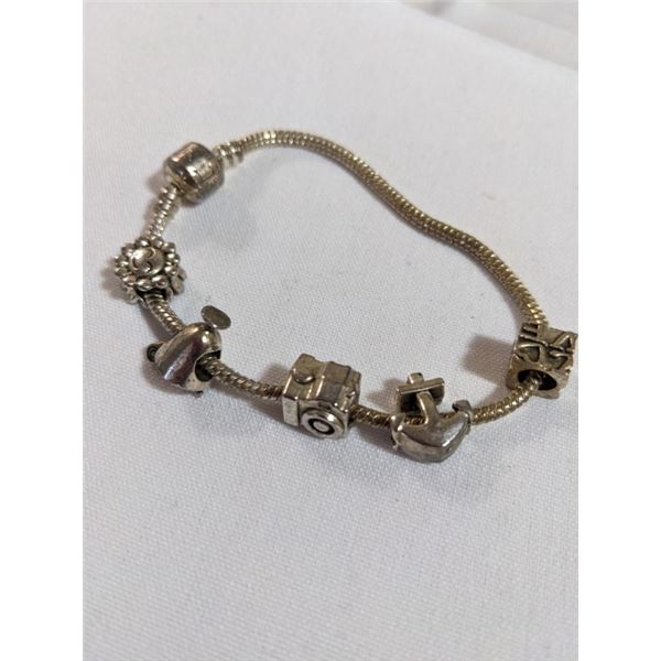 SILVER TONE PANDORA DESIGN BRACELET