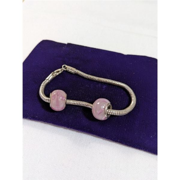 SILVER PLATED W/ 2 BEADS BRACELET