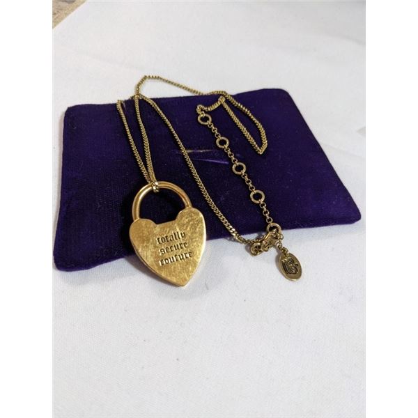 TOTALLY SECURE COUTURE  PAD LOCK PENDANT W/ CHAIN NECKLACE