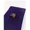 Image 2 : HAND CRAFTED VINTAGE STERLING SILVER W/ RED NATURAL CORAL STONE RING