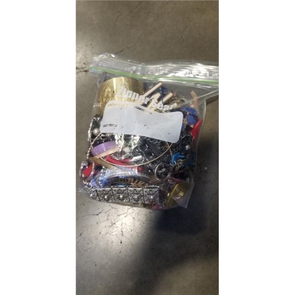 BAG OF MISC JEWELRY, PARTS ETC