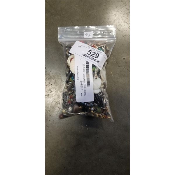 BAG OF MISC JEWELRY, PARTS ETC