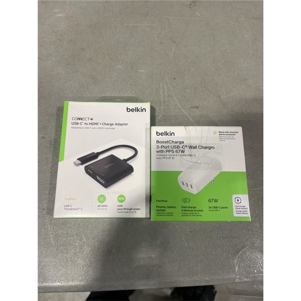 BELKIN CONNECT USB-C TO HDMI + CHARGE ADAPTER AND BELKIN BOOSTCHARGE WALL CHARGER
