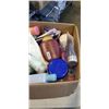 Image 3 : TOTE OF ASSORTED BATHROOM LOTIONS ETC