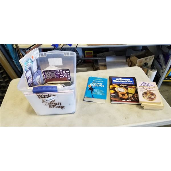 TOTE OF COLLECTIBLE BOKS AND WOODWORKING BOOKS ETC