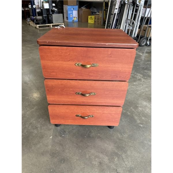 ROLLING 3 DRAWER SIDE TABLE