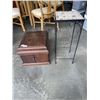 Image 1 : ANTIQUE OAK GRAMOPHONE CASE AND TILE TOP TABLE
