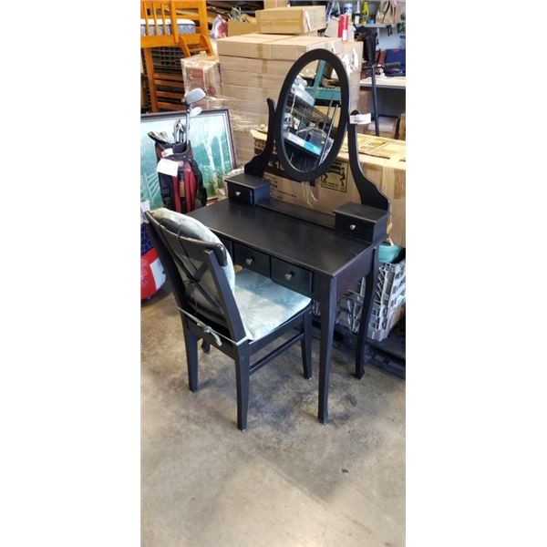 BLACK VANITY DESK WITH CHAIR