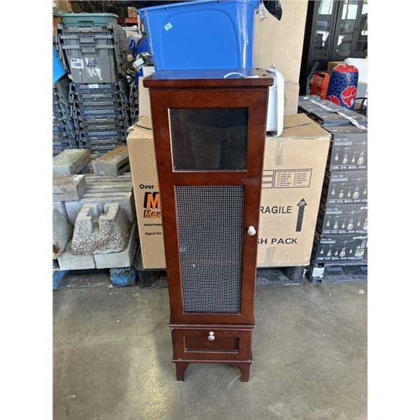 MAHOGANY FINISH SINGLE DOOR CABINET
