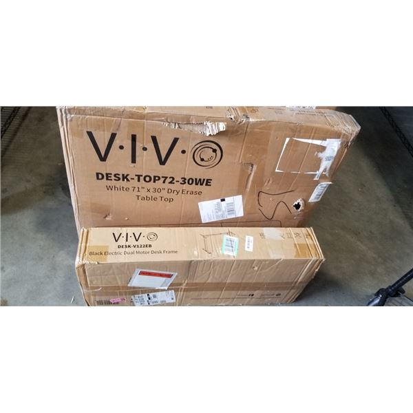 VIVO WHITE 71"X 30" DRY ERASE TBALE TOP AND VIVO BLACK ELECTRIC DUAL MOTOR DESK FRAME