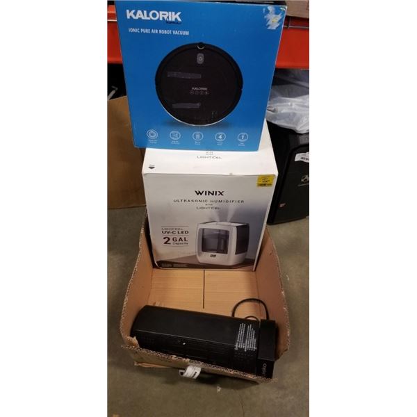 WINIX ULTRASONIC HUMIDIFIER  WITH LASKO HEATER AND KALORIK ROBOT VACUUM