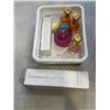 Image 2 : TOTE WITH BODY MIST AND COSMETIC ITEMS, SHOWER CADDY ETC