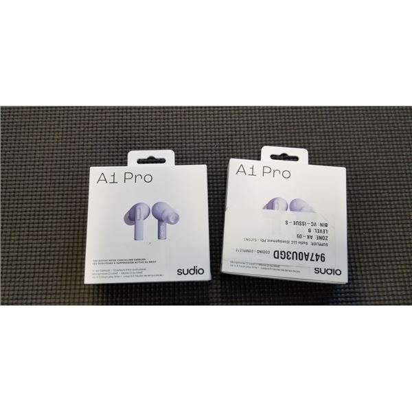 2 PAIRS OF SUDIO A1 PRO ACTIVE NOISE CANCELLING BLUETOOTH EARBUDS