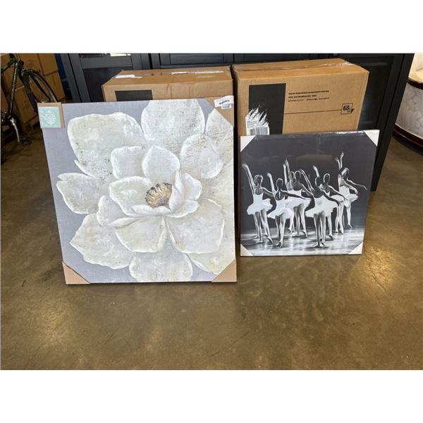 2 CANVAS ARTS. ONE IS A FLOWER. ONE IS BALLERINAS