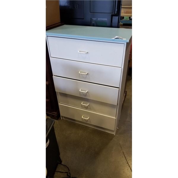 WHITE 5 DRAWER HIGHBOY DRESSER