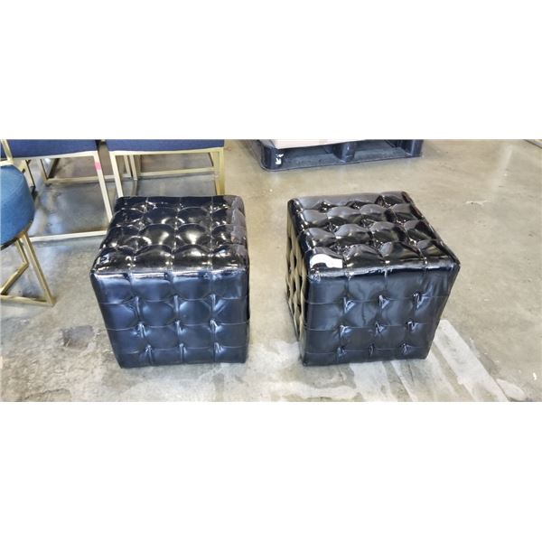 2 BLACK TUFTED OTTOMANS