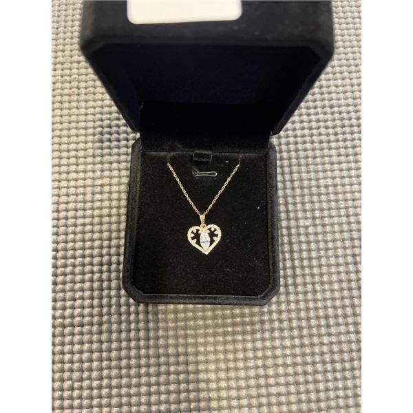 NEW 18K GOLD PLATED 1.0CT MARQUISE CUT SIMULATED DIAMOND (CZ) HEART NECKLACE, CHAIN 18" LONG