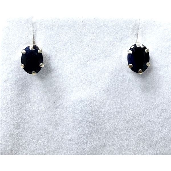 STERLING SILVER NATURAL BLUE SAPPHIRE EARRINGS, RETAIL $350.00. SAPPHIRE IS THE BIRTHSTONE FOR SEPTE